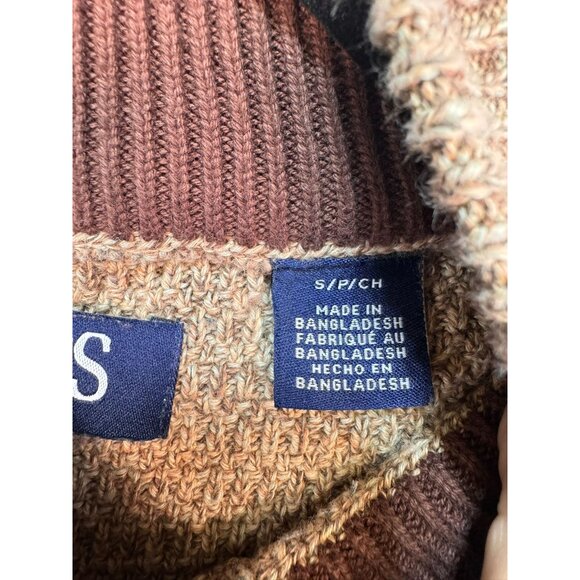 Chaps Mens Button Collar Sweater S Brown Elbow Patch 100% Cotton - Picture 4 of 13